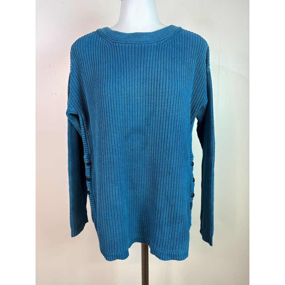 Carbon2Cobalt Sweater Small Blue 100% Cotton Crew Neck Pullover Women's